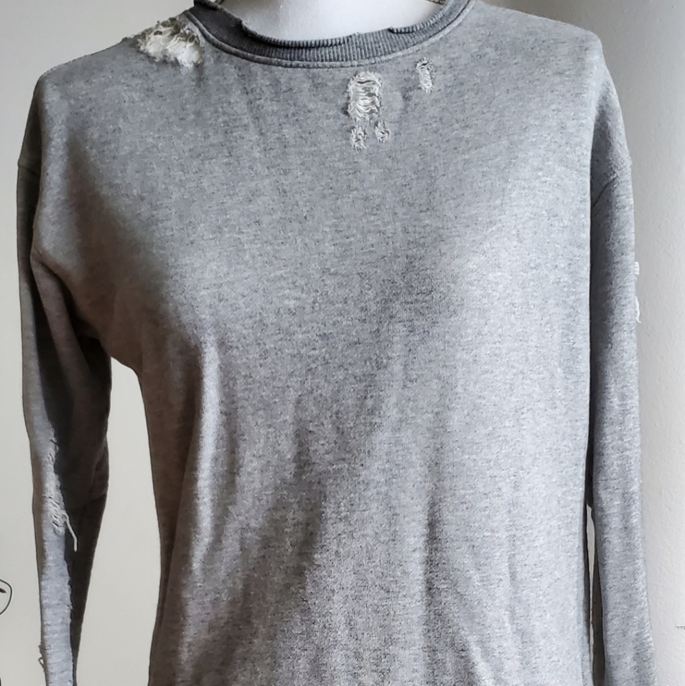 MOTHER Grey Distressed Sweatshirt - Picture 4 of 16